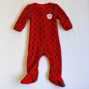 child of mine christmas polkadot fleece zipper footie sleeper pajamas 9 months